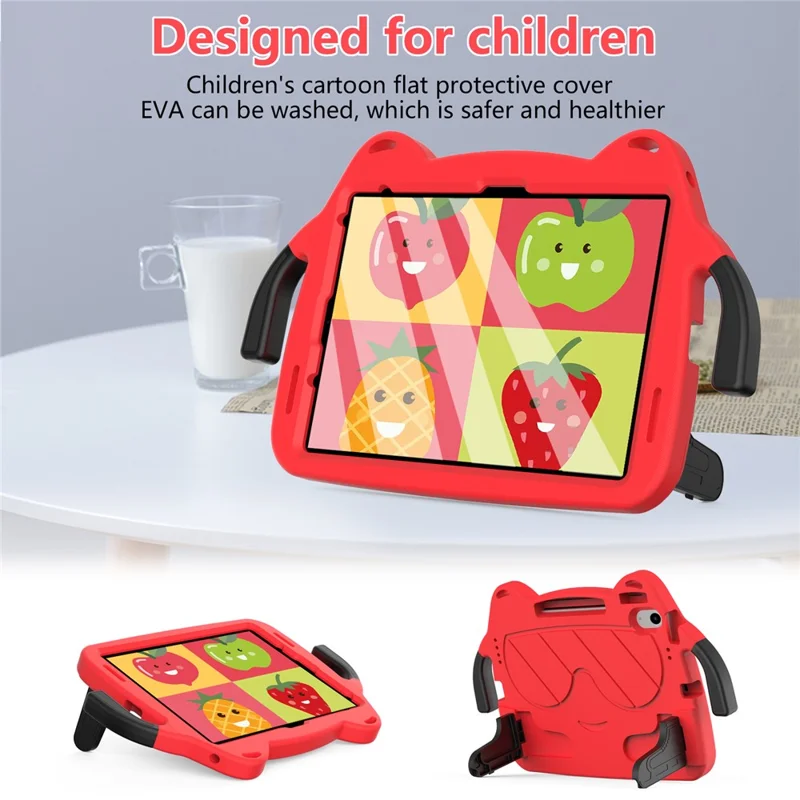 Per iPad Air 11 (2024) Custodia EVA + PC Custodia per tablet protettiva con supporto per cavalletto - Rosso+Nero