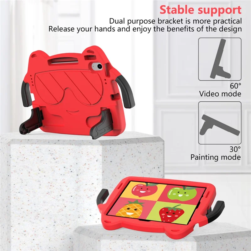 Per iPad Air 11 (2024) Custodia EVA + PC Custodia per tablet protettiva con supporto per cavalletto - Rosso+Nero