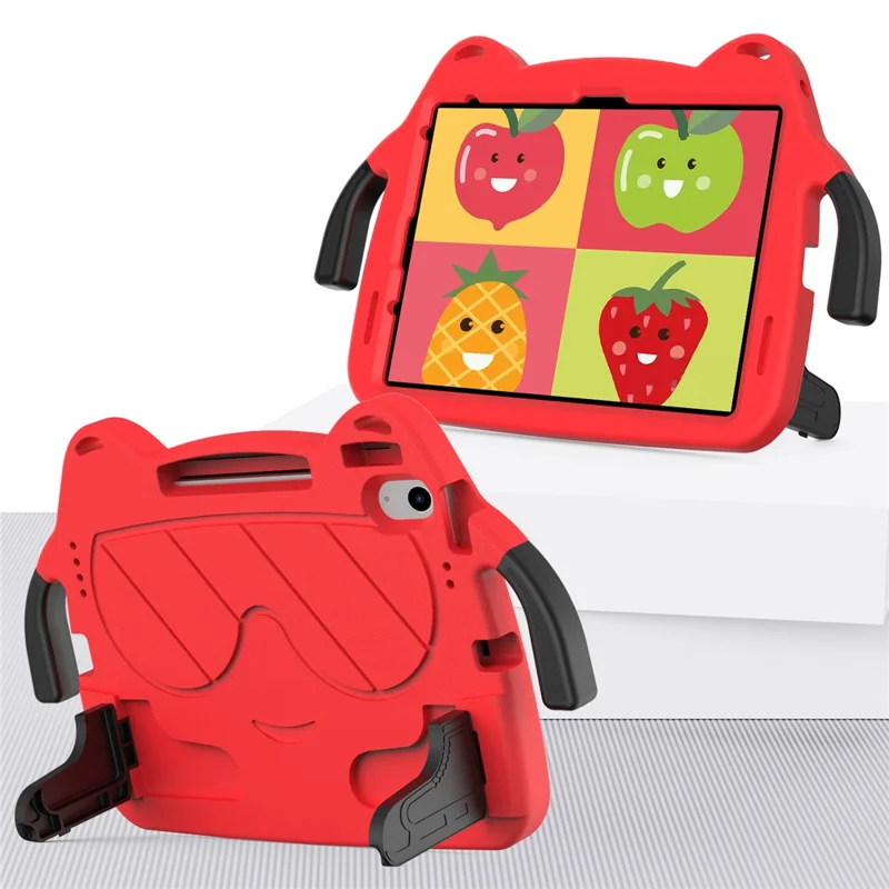 Per iPad Air 11 (2024) Custodia EVA + PC Custodia per tablet protettiva con supporto per cavalletto - Rosso+Nero
