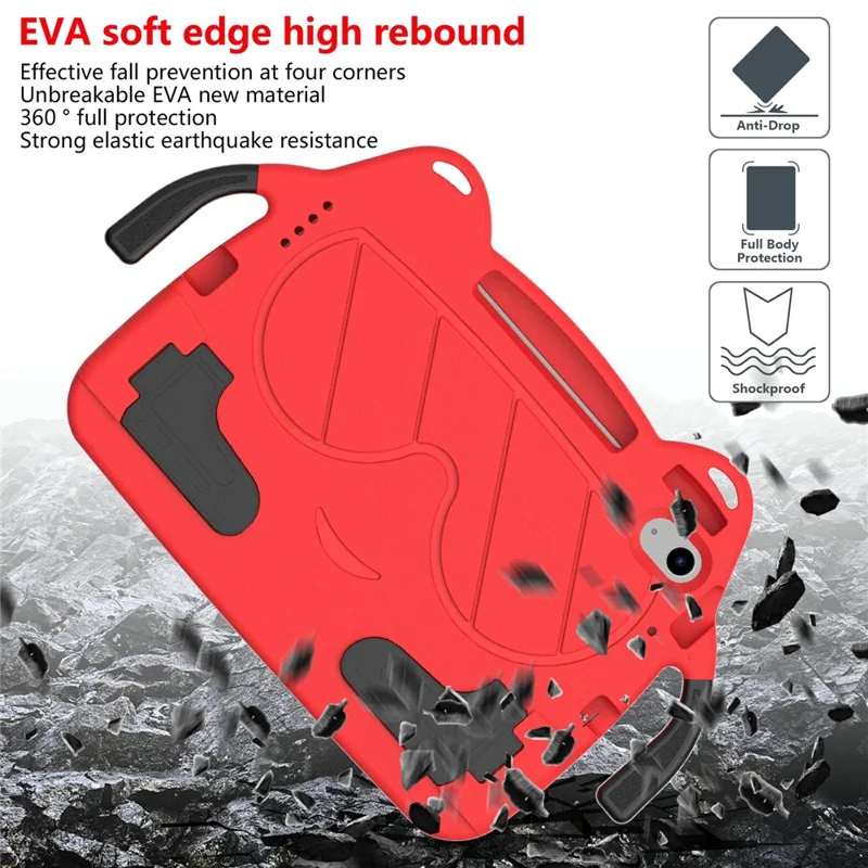 Per iPad Air 11 (2024) Custodia EVA + PC Custodia per tablet protettiva con supporto per cavalletto - Rosso+Nero