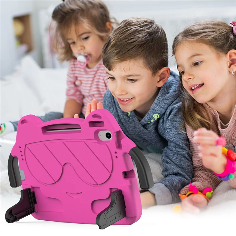 For iPad Air 11 (2026) / (2025) / (2024) Case EVA + PC Protective Kickstand Tablet Cover Child-Friendly - Rose+Black