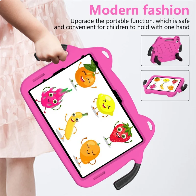 For iPad Air 11 (2026) / (2025) / (2024) Case EVA + PC Protective Kickstand Tablet Cover Child-Friendly - Rose+Black