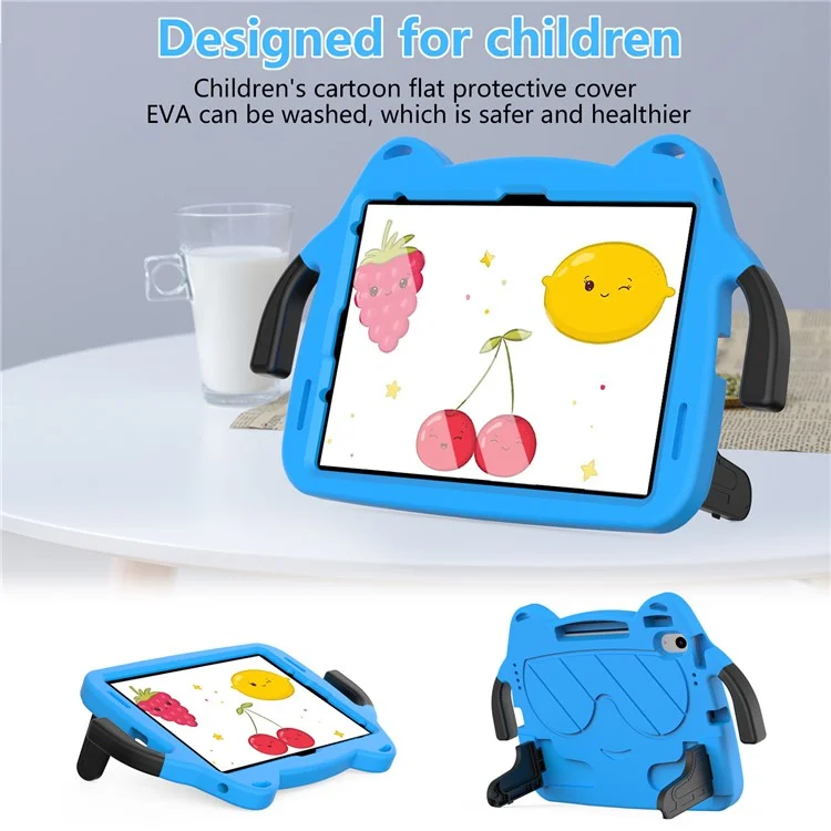 Para iPad Air 11 (2024) Capa EVA + PC Proteção Resistente com Suporte - Azul Céu + Preto