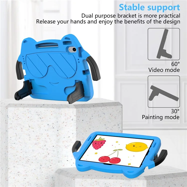 Para iPad Air 11 (2024) Capa EVA + PC Proteção Resistente com Suporte - Azul Céu + Preto