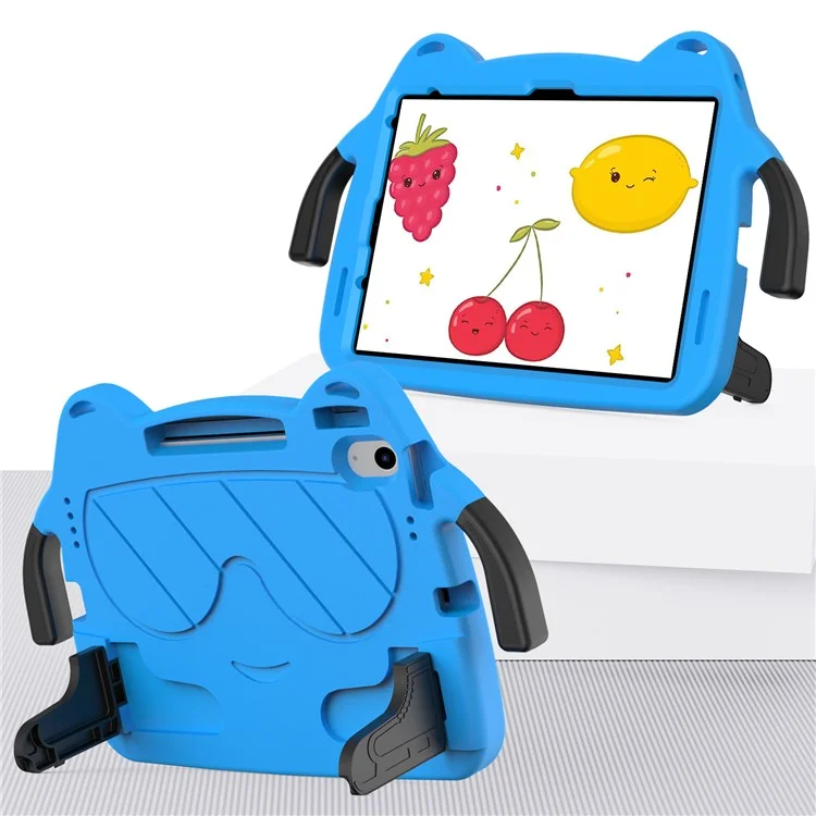 Para iPad Air 11 (2024) Capa EVA + PC Proteção Resistente com Suporte - Azul Céu + Preto