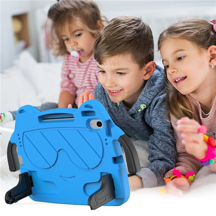 Para iPad Air 11 (2024) Capa EVA + PC Proteção Resistente com Suporte - Azul Céu + Preto