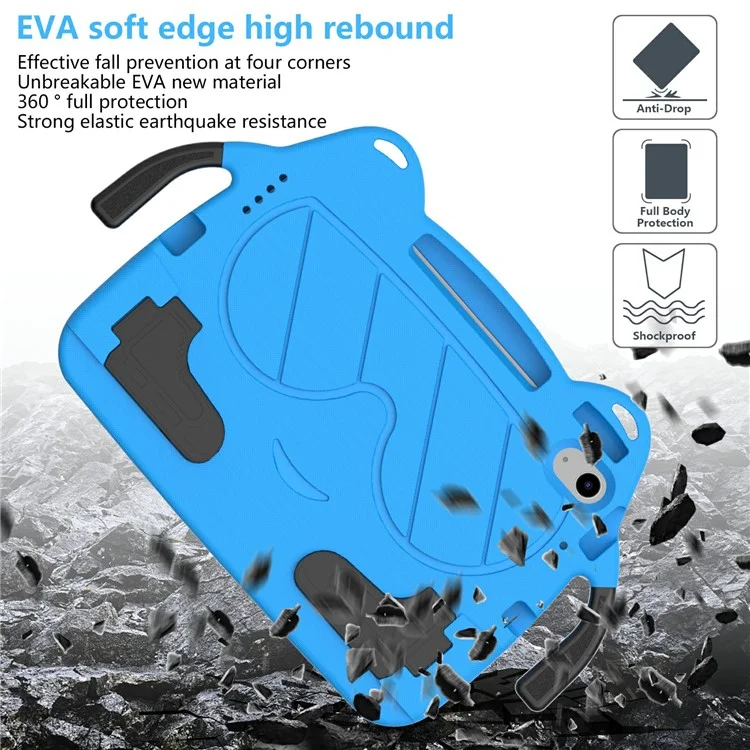 Para iPad Air 11 (2024) Capa EVA + PC Proteção Resistente com Suporte - Azul Céu + Preto