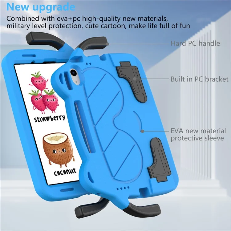 Para iPad Air 11 (2024) Capa EVA + PC Proteção Resistente com Suporte - Azul Céu + Preto