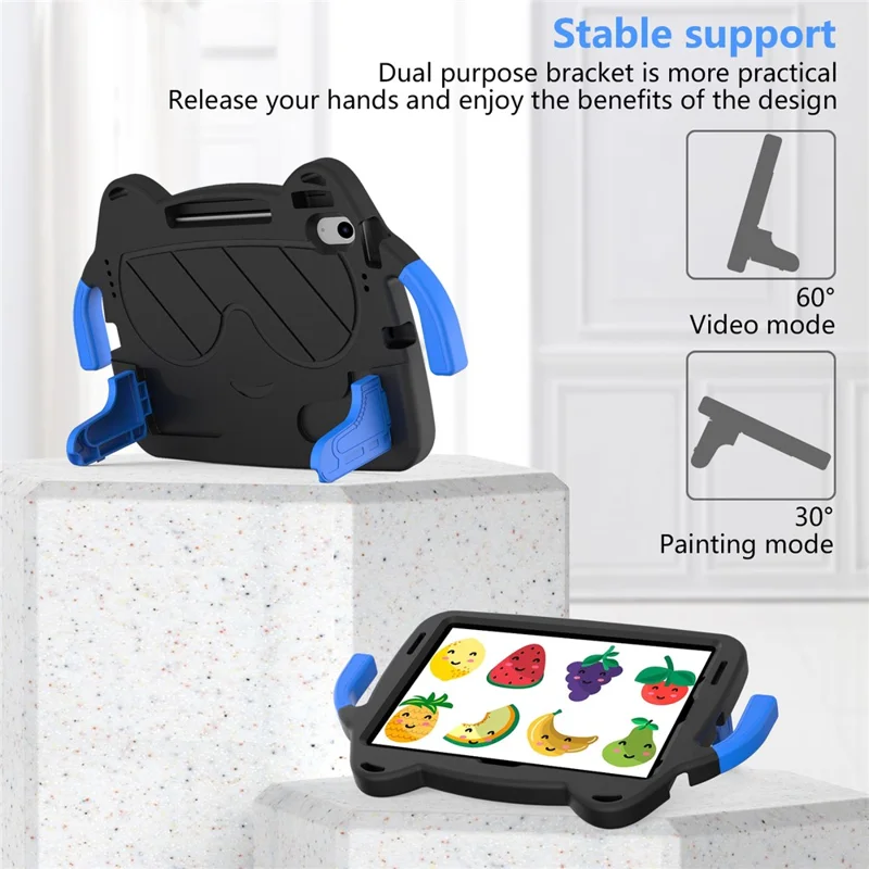 For iPad Air 11 (2026) / (2025) / (2024) Case EVA + PC Protective Kickstand Tablet Cover Child-Friendly - Black