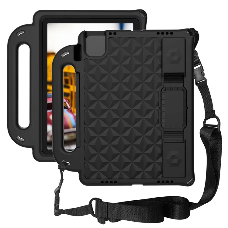 EVA Tablet Case for iPad Air 11 (2025) / (2024) Kickstand Protective Cover with Shoulder Strap - Black