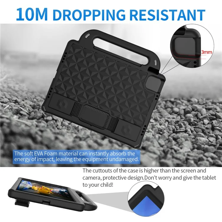 EVA Tablet Case for iPad Air 11 (2025) / (2024) Kickstand Protective Cover with Shoulder Strap - Black