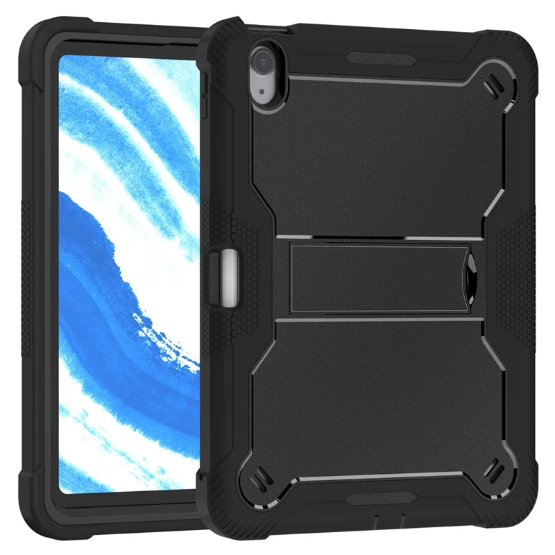 For iPad Air 11 (2026) / (2025) / (2024) Case Silicone + PC Tablet Cover with Stable Kickstand - Black