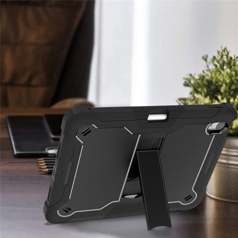 For iPad Air 11 (2026) / (2025) / (2024) Case Silicone + PC Tablet Cover with Stable Kickstand - Black