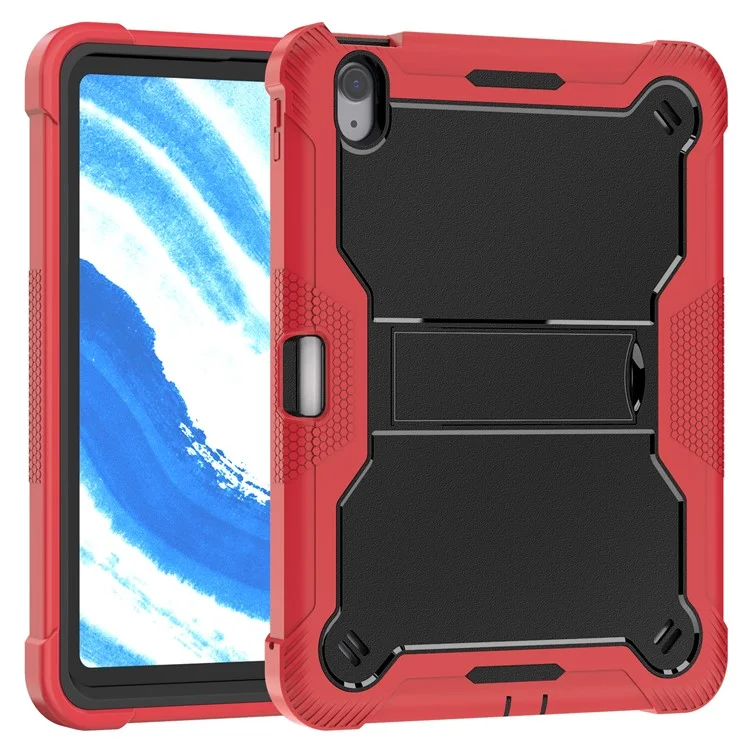 Capa para iPad Air 11 (2024) em Silicone + PC com Suporte Estável - Vermelho+Preto