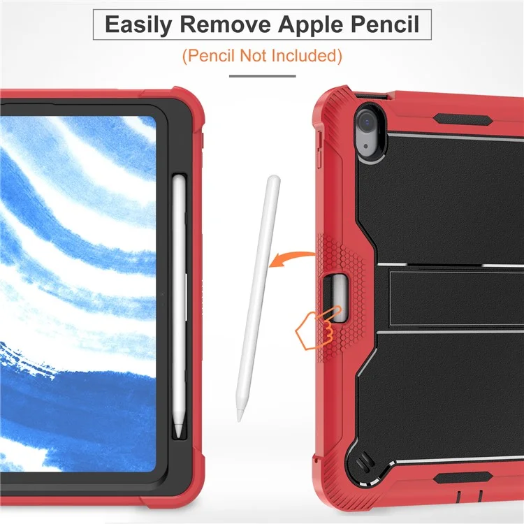 Capa para iPad Air 11 (2024) em Silicone + PC com Suporte Estável - Vermelho+Preto