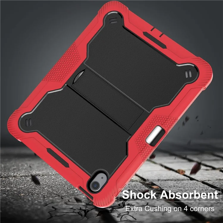 Capa para iPad Air 11 (2024) em Silicone + PC com Suporte Estável - Vermelho+Preto
