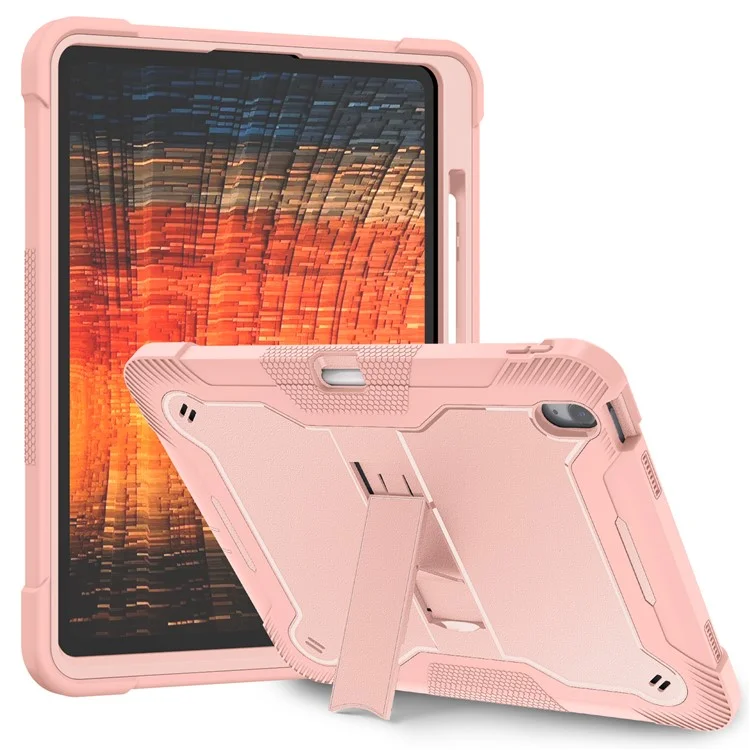 Para Capa iPad Air 13 (2024) com Suporte Silicone + PC Tampa do Tablet Alta Absorção de Impacto - Rose Gold