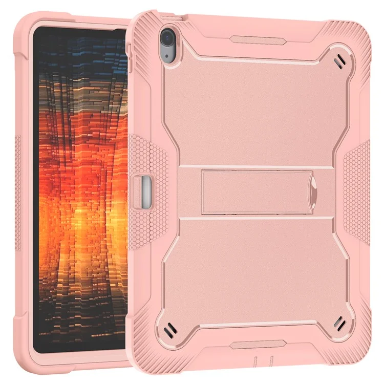 Para Capa iPad Air 13 (2024) com Suporte Silicone + PC Tampa do Tablet Alta Absorção de Impacto - Rose Gold