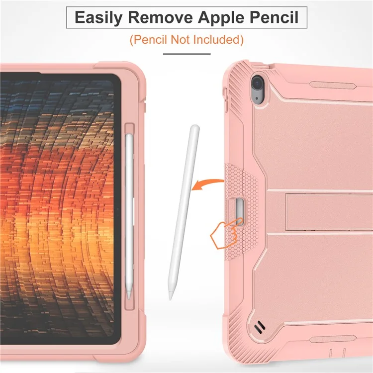 Para Capa iPad Air 13 (2024) com Suporte Silicone + PC Tampa do Tablet Alta Absorção de Impacto - Rose Gold