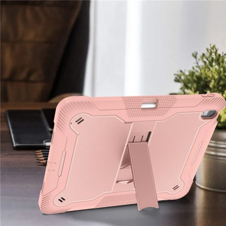 Para Capa iPad Air 13 (2024) com Suporte Silicone + PC Tampa do Tablet Alta Absorção de Impacto - Rose Gold