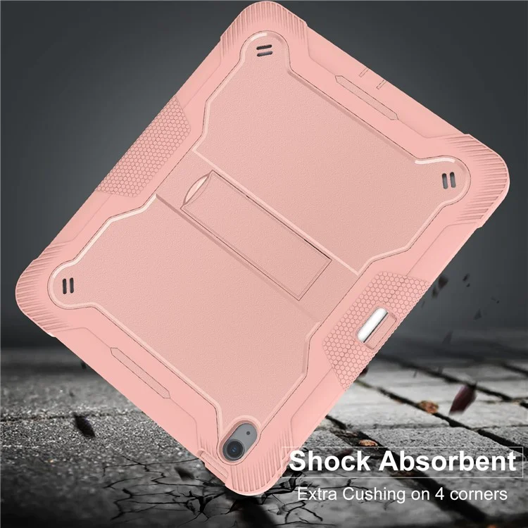Para Capa iPad Air 13 (2024) com Suporte Silicone + PC Tampa do Tablet Alta Absorção de Impacto - Rose Gold