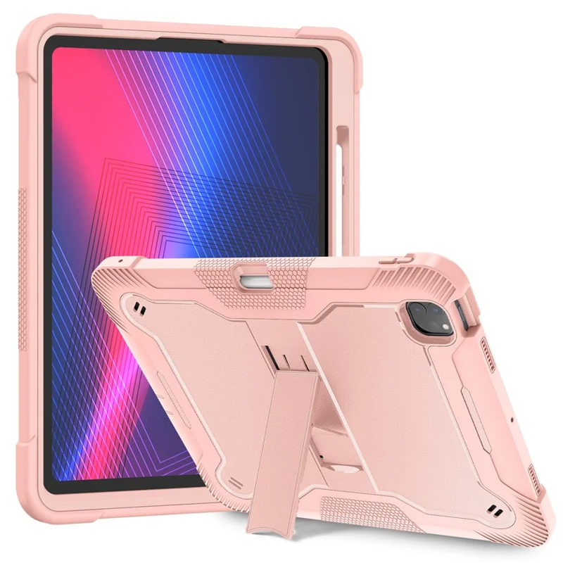 For iPad Pro 13 (2025) / 13 (2024) Case Silicone + PC Tablet Cover with Pen Holder - Rose Gold