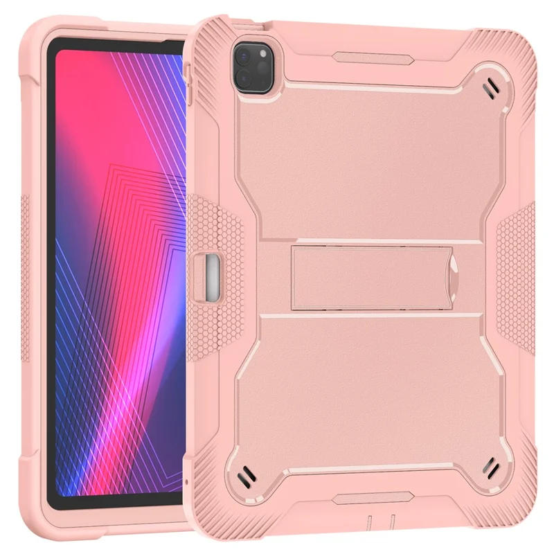 For iPad Pro 13 (2025) / 13 (2024) Case Silicone + PC Tablet Cover with Pen Holder - Rose Gold