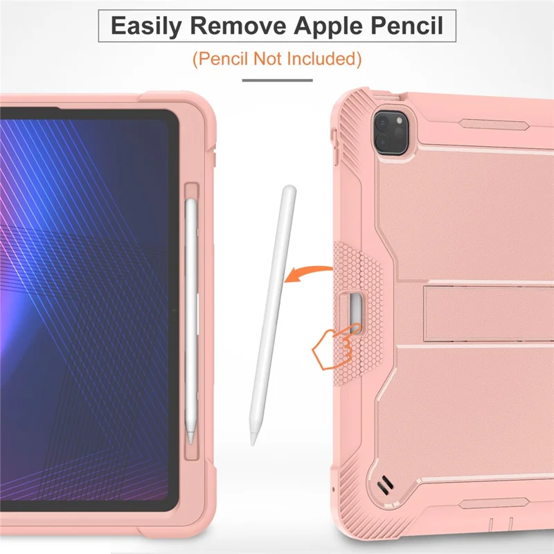 For iPad Pro 13 (2025) / 13 (2024) Case Silicone + PC Tablet Cover with Pen Holder - Rose Gold