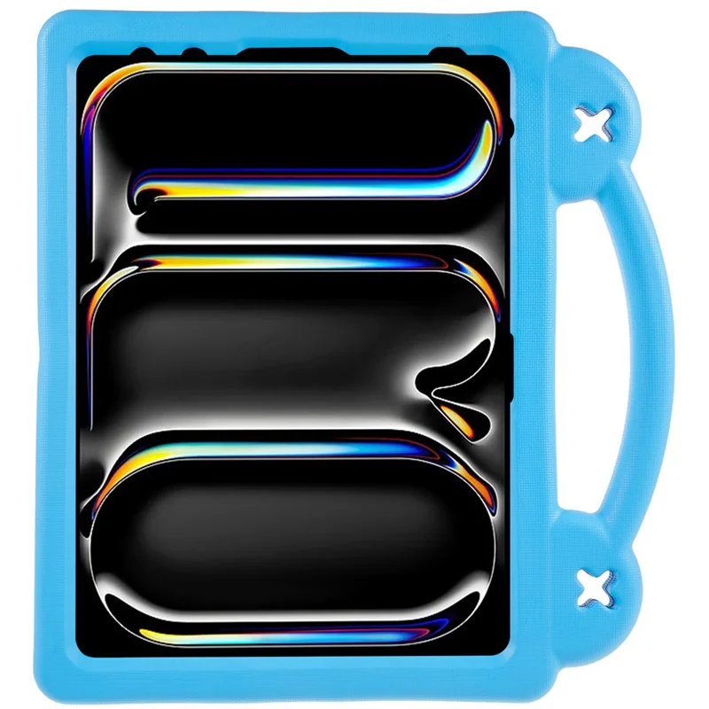 For iPad Pro 11 (2025) / 11 (2024) Case Cartoon Patterns Hand Grip Kickstand Tablet EVA Cover - Sky Blue