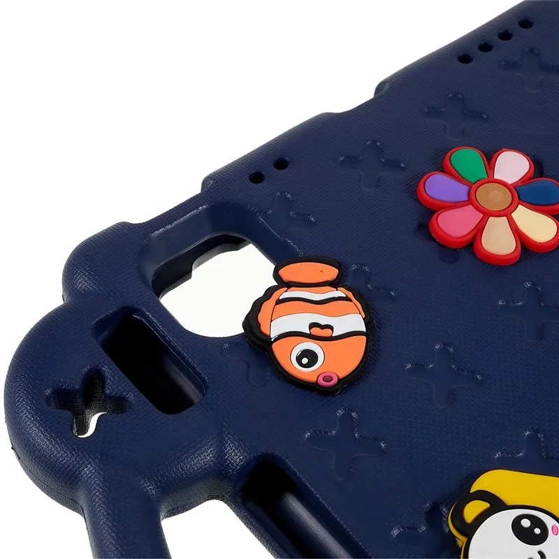 Til iPad Pro 11 (2025) / 11 (2024) Taske med Tegneserie-mønstre, Håndtag og Støtteben, Tablet EVA-dæksel - Marineblå
