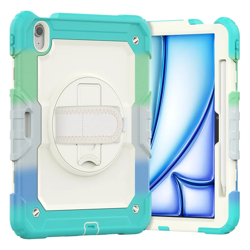 For iPad Air 11 (2025) / (2024) Case with Screen Protector Kickstand PC+Silicone Tablet Cover - Colorful Baby Blue
