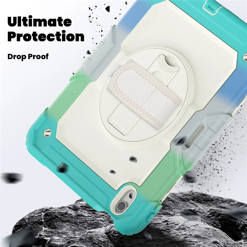 For iPad Air 11 (2025) / (2024) Case with Screen Protector Kickstand PC+Silicone Tablet Cover - Colorful Baby Blue