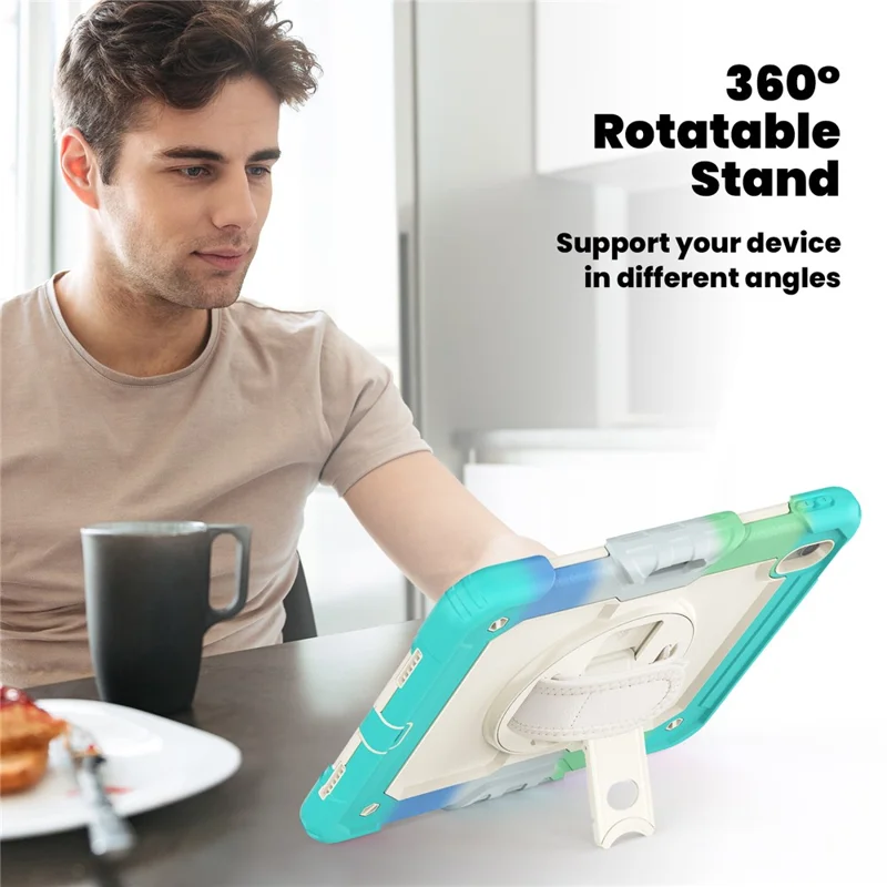 For iPad Air 11 (2025) / (2024) Case with Screen Protector Kickstand PC+Silicone Tablet Cover - Colorful Baby Blue