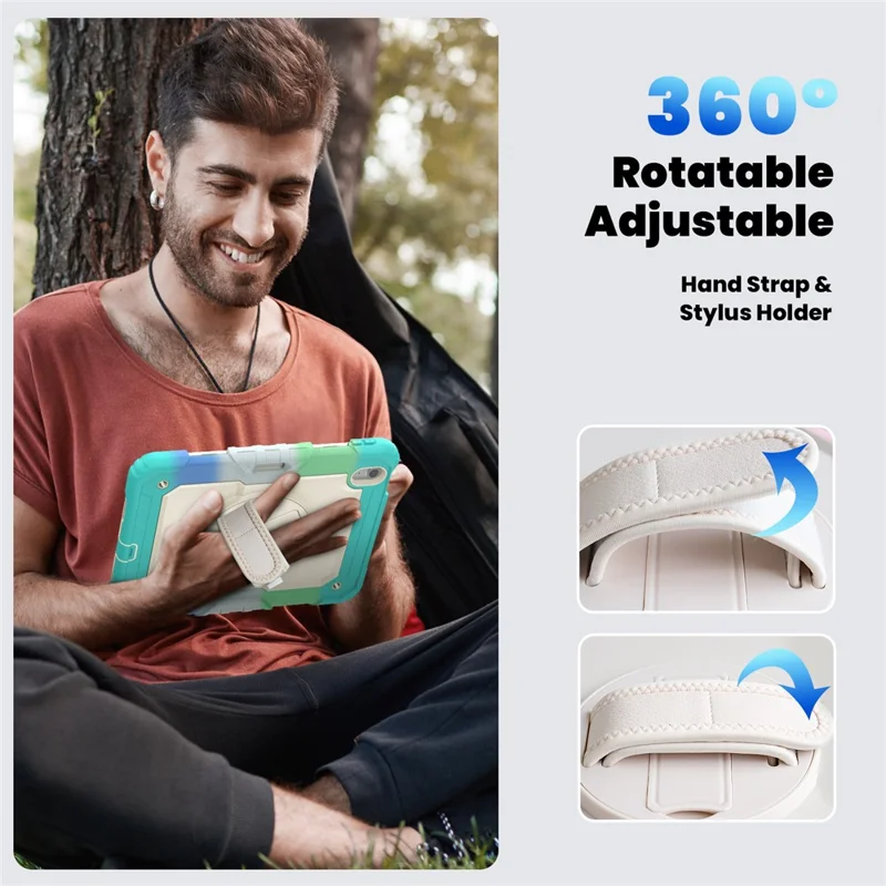 For iPad Air 11 (2025) / (2024) Case with Screen Protector Kickstand PC+Silicone Tablet Cover - Colorful Baby Blue