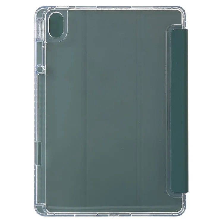 Para Huawei MatePad 11.5 S Case Tri-Fold Stand PU Leather+TPU+Clear Acrylic Tablet Cover - Blackish Green