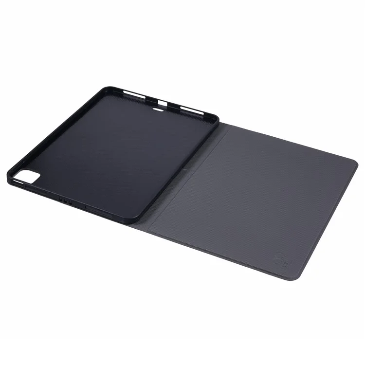 X-LEVEL Série Canvas pour iPad Air 11 (2024) Étui Texture Toile Protection Intégrale Housse de Tablette en Cuir - Marron
