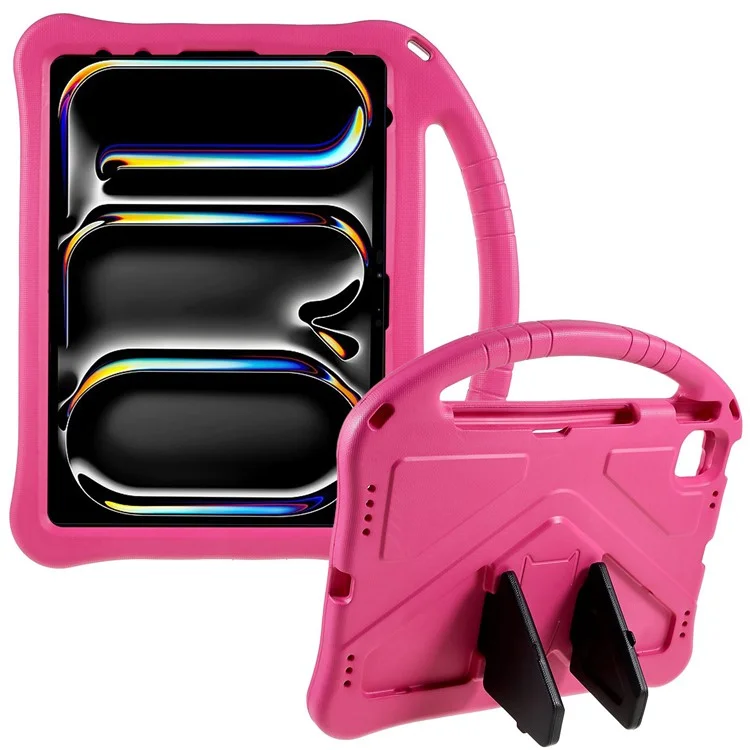 Per iPad Pro 11 (2024) EVA Case Children Friendly Kickstand Handle Tablet Cover - Rose