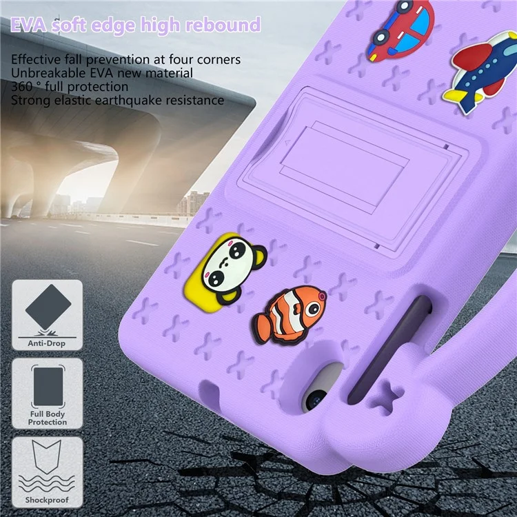 Para Walmart Onn 7" Tablet Gen 4 (2024) Funda Patrones de Dibujos Animados EVA Cubierta de Tableta con Soporte - Púrpura