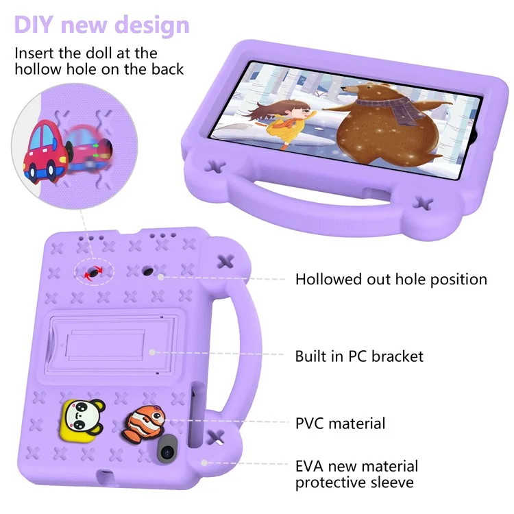 Para Walmart Onn 7" Tablet Gen 4 (2024) Funda Patrones de Dibujos Animados EVA Cubierta de Tableta con Soporte - Púrpura