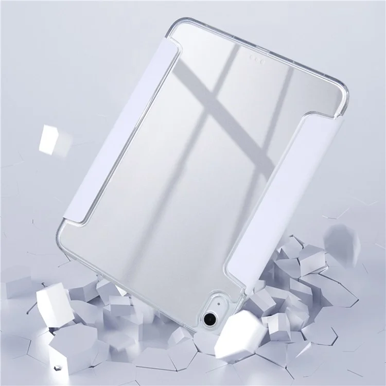 Чехол для iPad Air 11 (2024) Origami Stand PU Leather Clear Back Tablet Cover с держателем для карандаша - серый