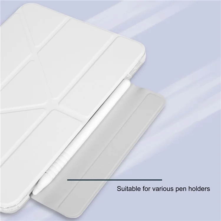 Para Capa do iPad Air 11 (2024) Origami Stand PU Leather Clear Back Tablet Cover com Suporte para Lápis - Rosa