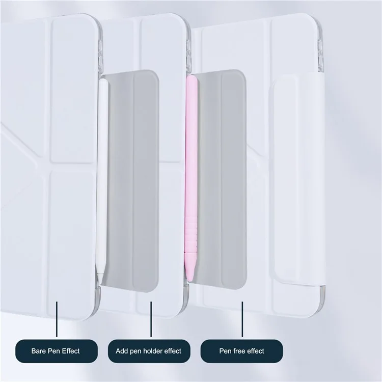Para Capa do iPad Air 11 (2024) Origami Stand PU Leather Clear Back Tablet Cover com Suporte para Lápis - Rosa