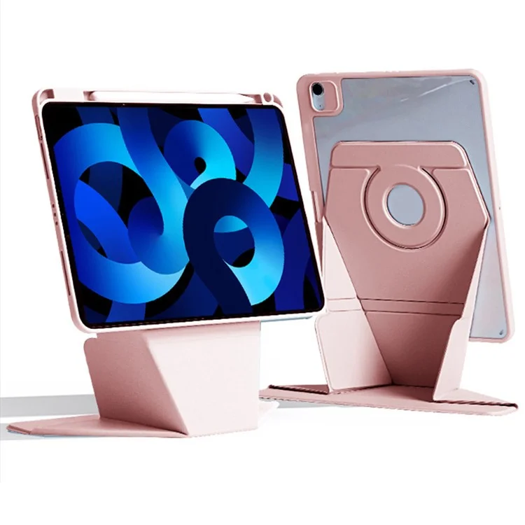Para o iPad Air 11 (2024) Capa Rotativa Magnética Destacável de Couro para Tablet - Rosa