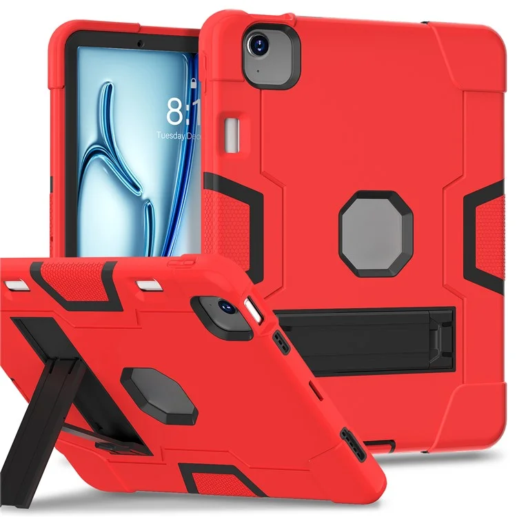 Per iPad Air 11 (2024) Custodia Case Robot Style Silicone+PC Anti-caduta Custodia per Tablet con Supporto - Rosso / Nero