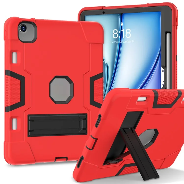 Per iPad Air 11 (2024) Custodia Case Robot Style Silicone+PC Anti-caduta Custodia per Tablet con Supporto - Rosso / Nero