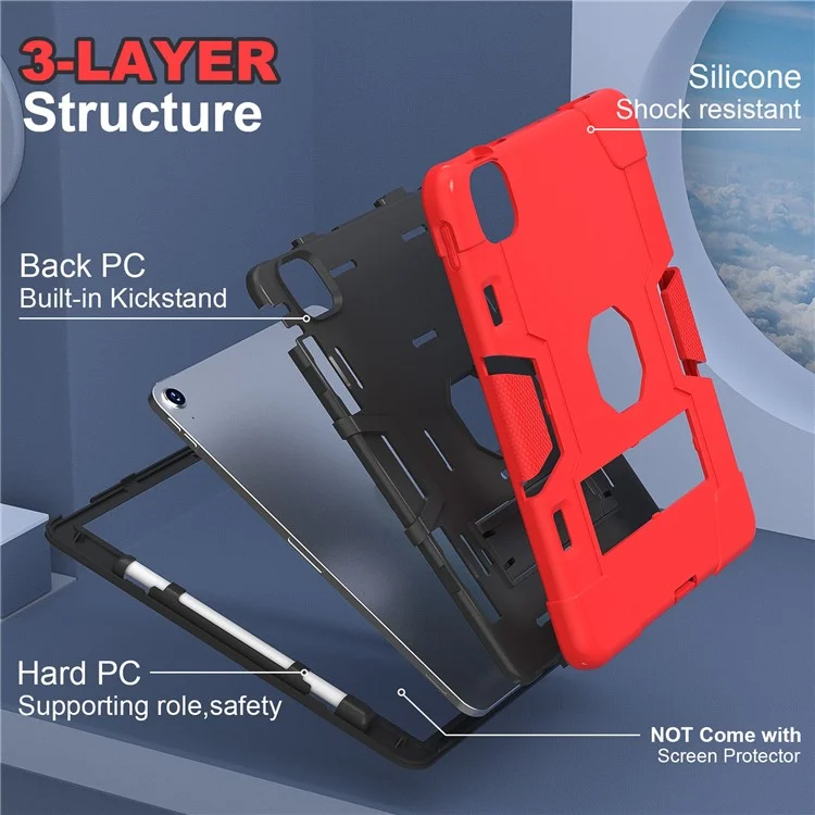 Per iPad Air 11 (2024) Custodia Case Robot Style Silicone+PC Anti-caduta Custodia per Tablet con Supporto - Rosso / Nero