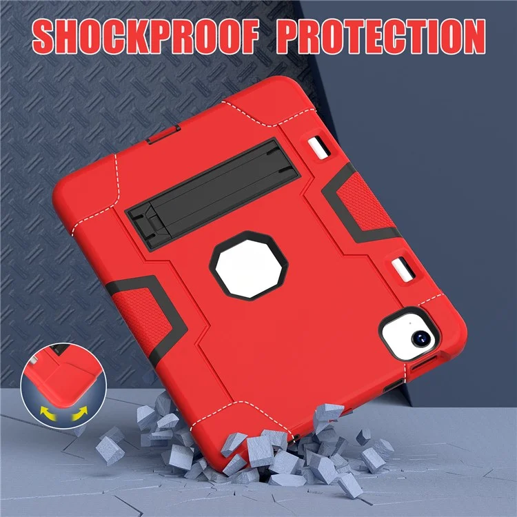 Per iPad Air 11 (2024) Custodia Case Robot Style Silicone+PC Anti-caduta Custodia per Tablet con Supporto - Rosso / Nero