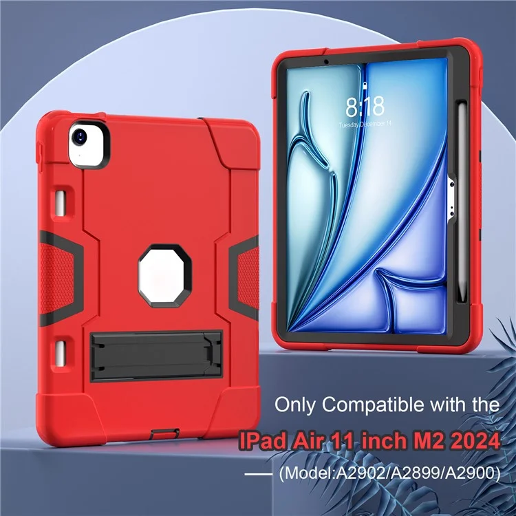 Per iPad Air 11 (2024) Custodia Case Robot Style Silicone+PC Anti-caduta Custodia per Tablet con Supporto - Rosso / Nero