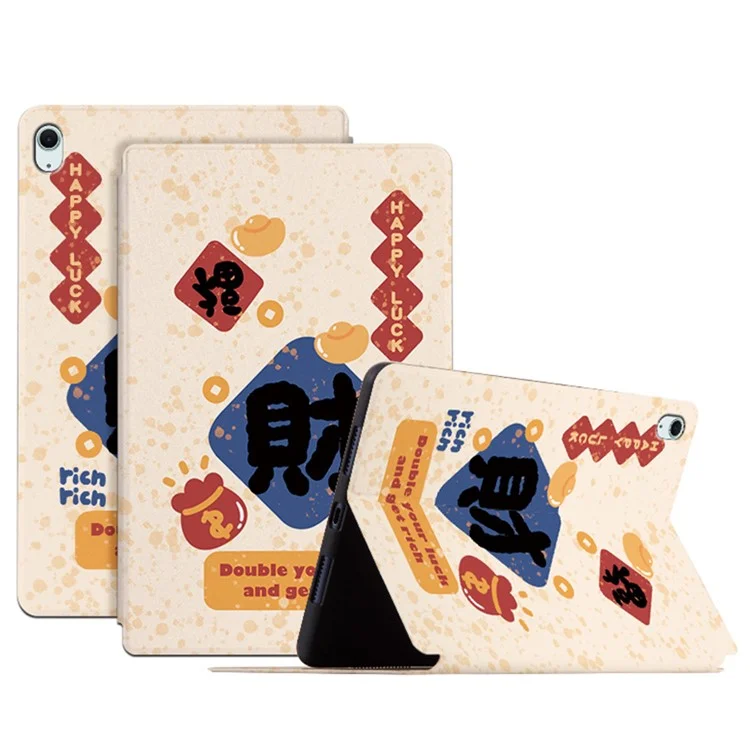 Per iPad Air 11 (2024) / iPad Air (2022) / (2020) Custodia Joyous Pattern Print Leather Tablet Cover - Happy Luck