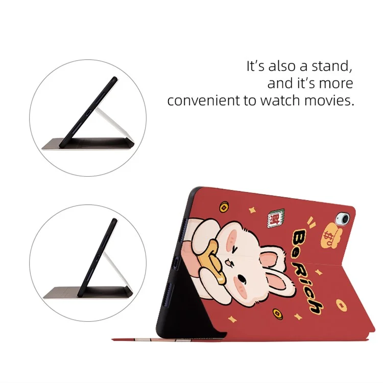 Per iPad Air 11 (2024) / iPad Air (2022) / (2020) Custodia Joyous Pattern Print Leather Tablet Cover - Happy Luck